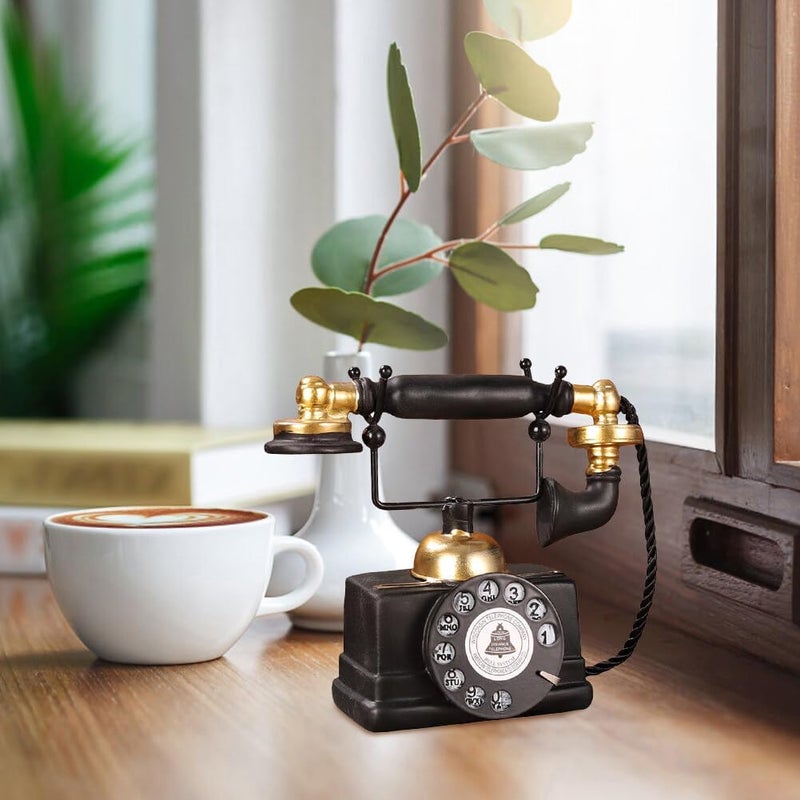 Eforcase Retro Telephones Creative Decorative Phone Model Telephone Wall Decor, Vintage Resin Rotary Telephone Decor Desktop Statue Artist Figurine Cafe Bar Window Decor Model Desk Decoration Props - Image 3